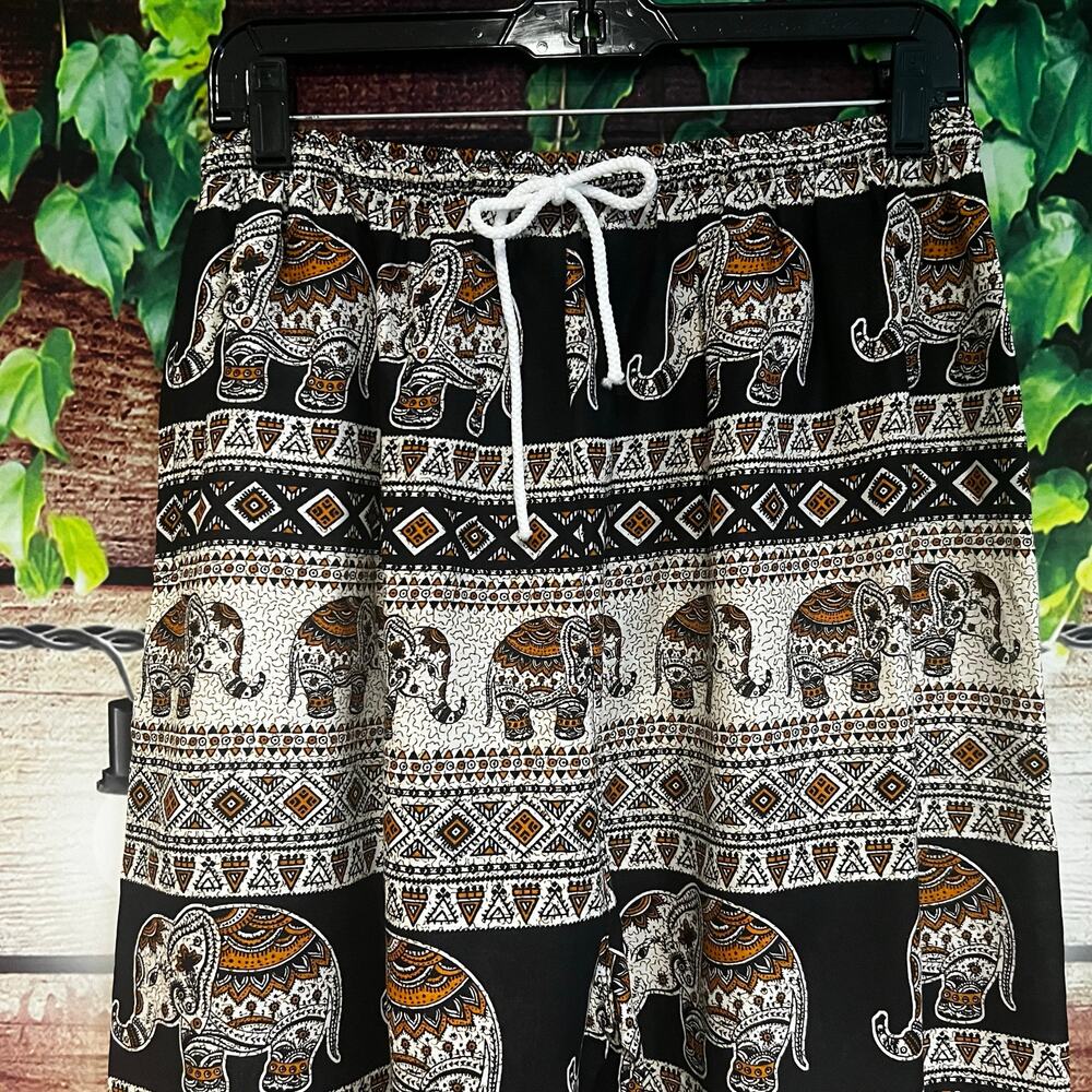 Paisley Boho Elephant Pants Wide Leg Tribal Festival Concert Women XL 100% Rayon - Picture 2 of 5